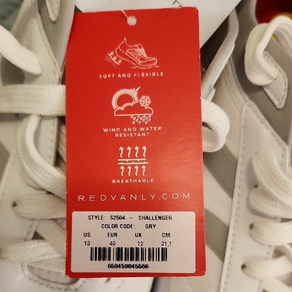 Redvanly Men’s White Athletic Sneakers with Gray Accents - Picture 2 of 10